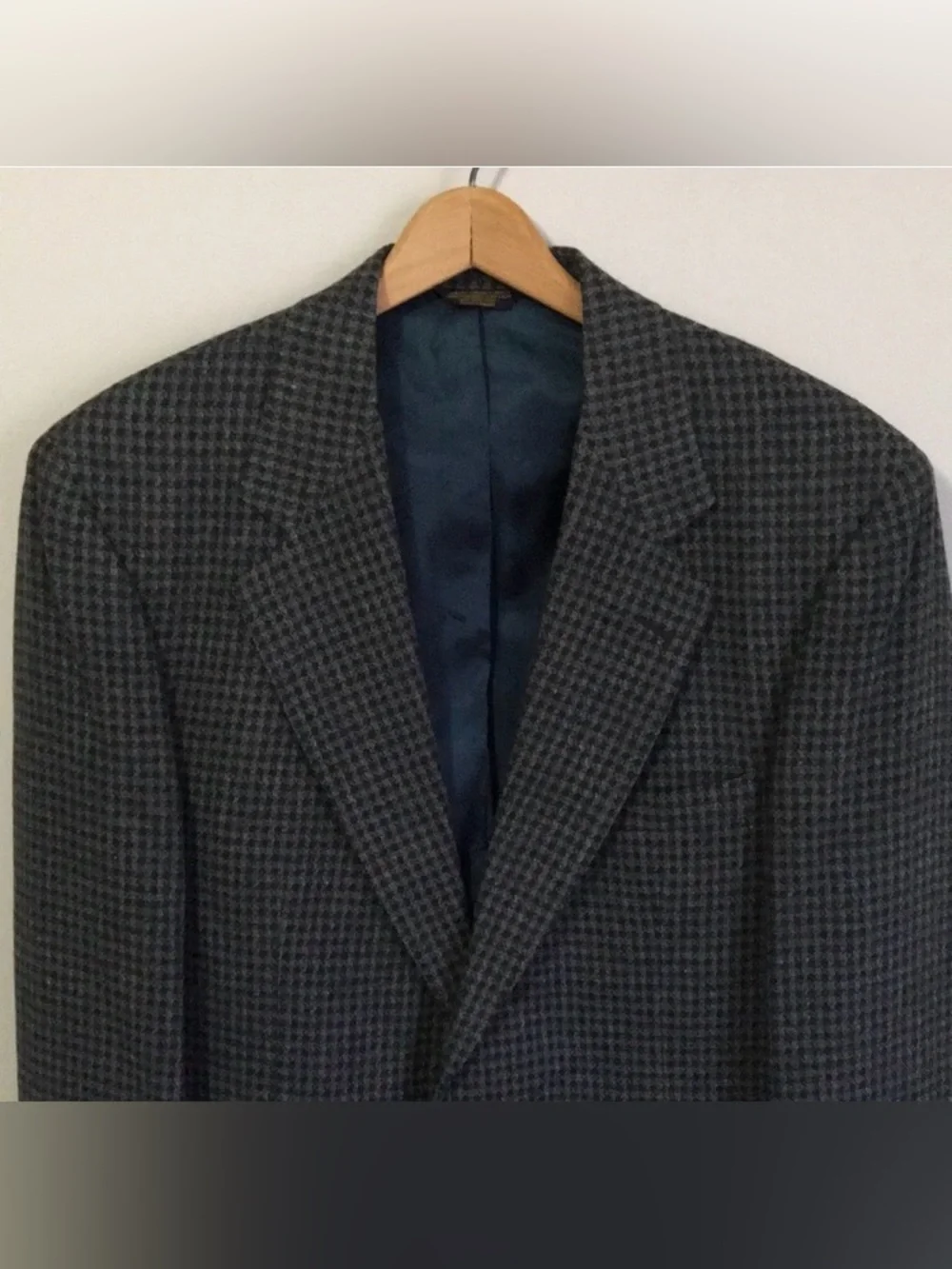 Men’s Vintage Wool Sports Coat Blazer, Pegues Place, Teel Black, 40R